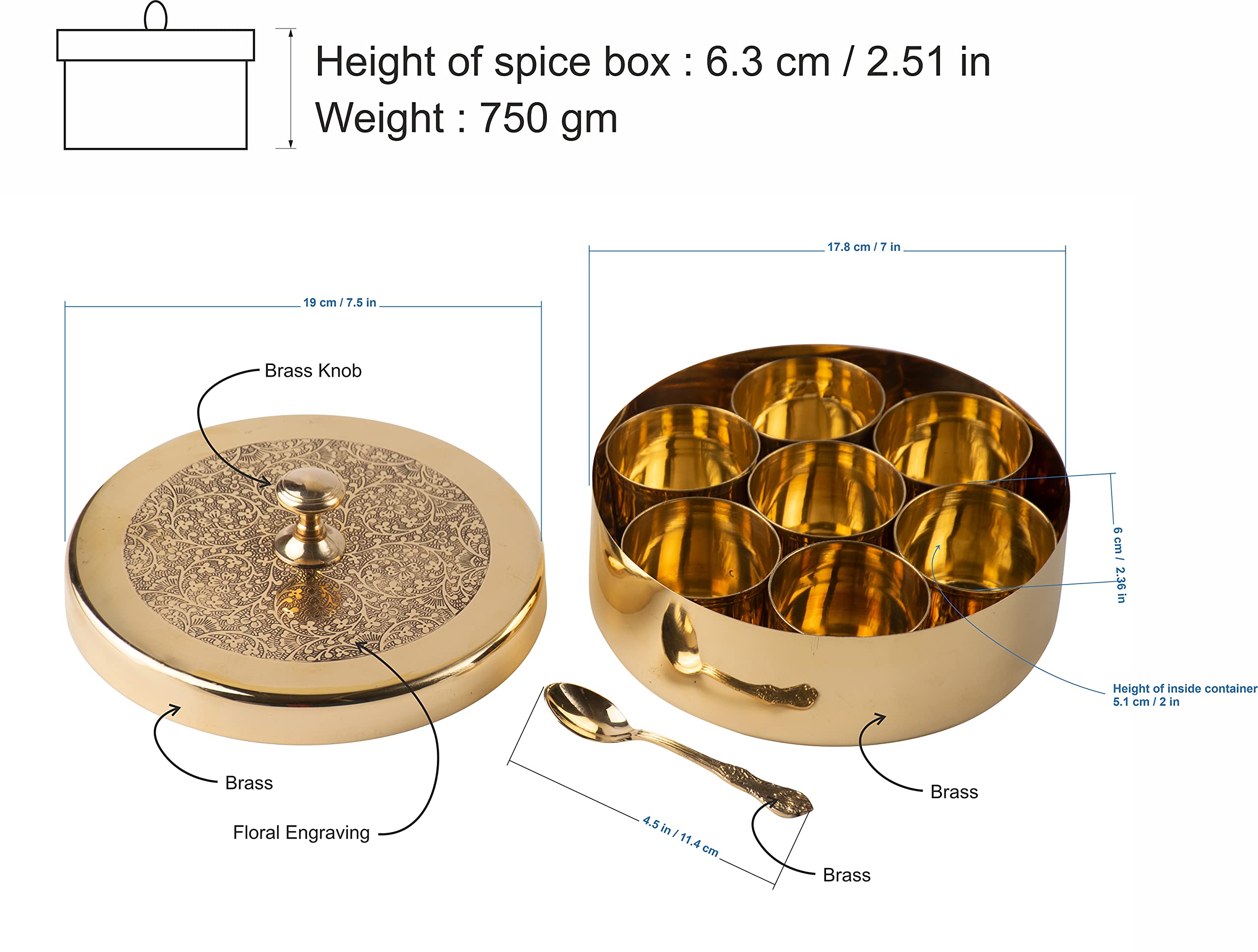 Amazon｜Peak Life 真鍮手作りインディアンスパイスボックス キッチン